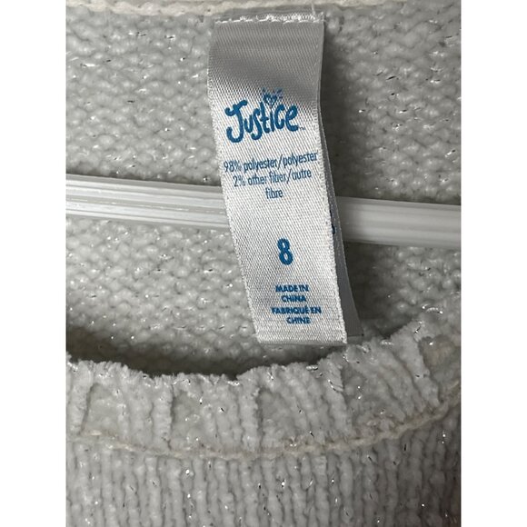 Justice Girls 8 Unicorn Sweater Flip Sequin Metallic Knit Gray Top - Picture 8 of 13